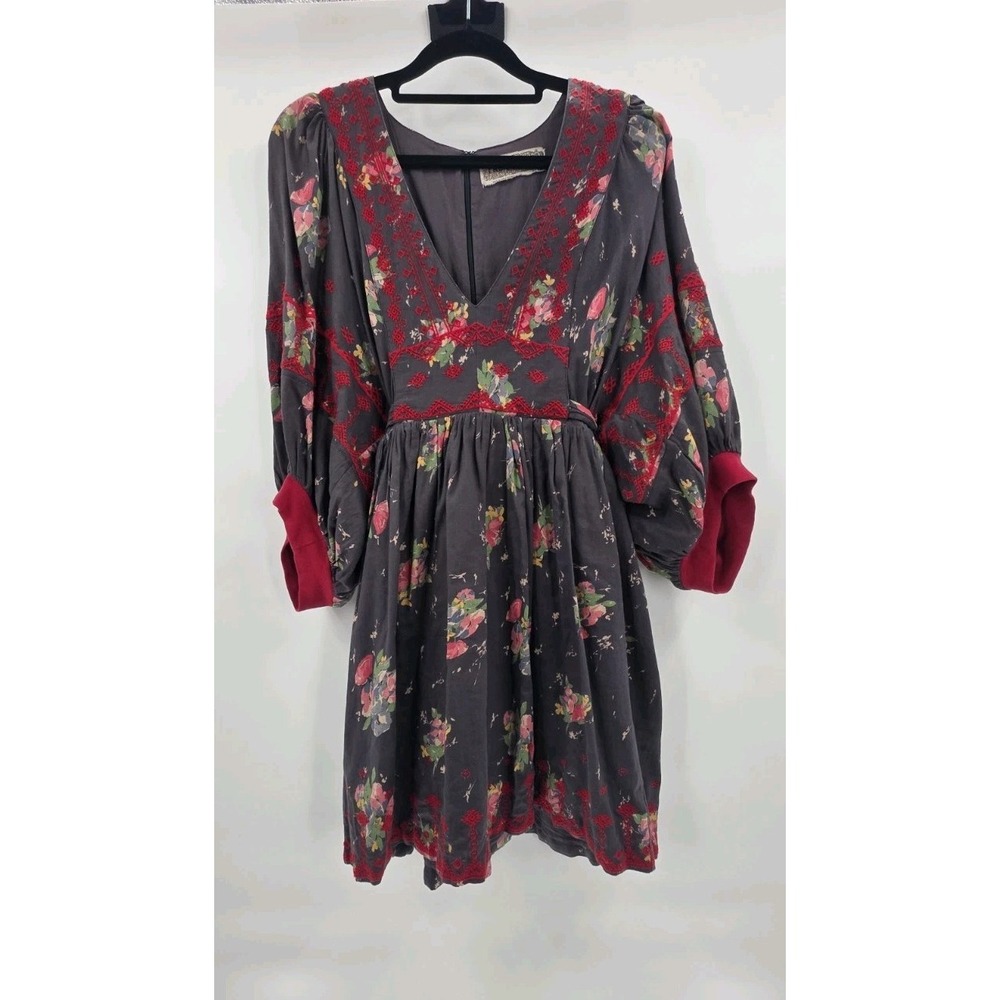 FREE PEOPLE ANTHROPOLOGIE DRESS WOMENS XS EMBROIDED SNOW DROP ARTESINAL RETIRED